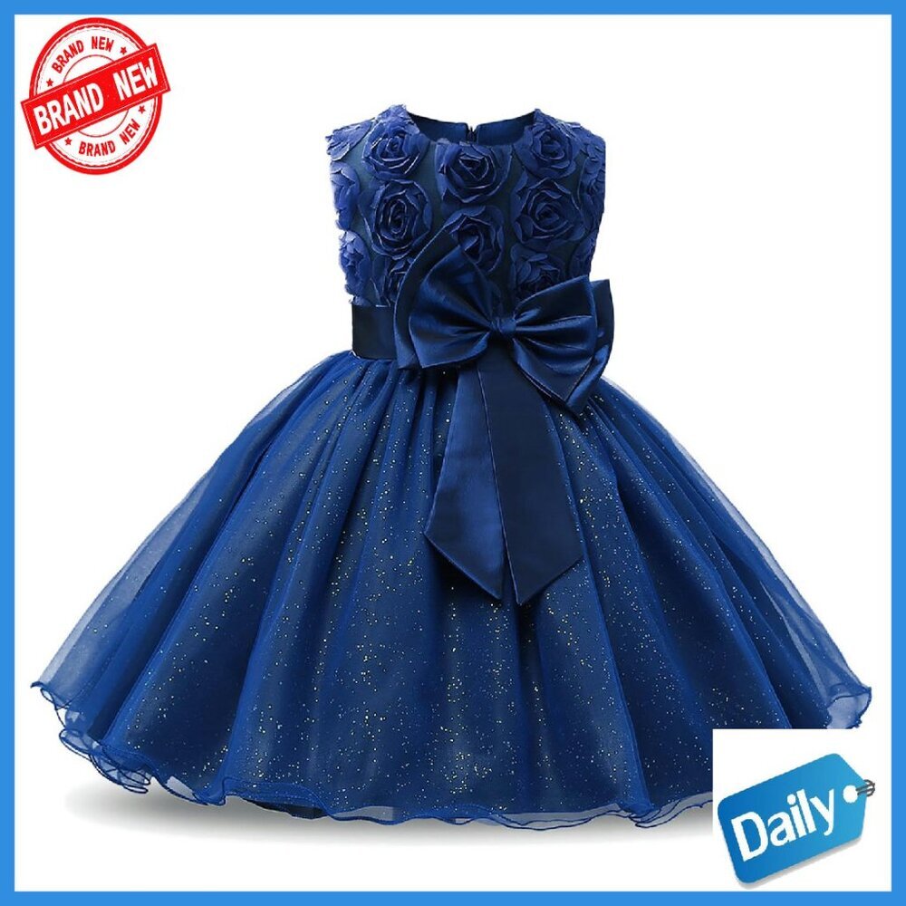 Girls Sleeveless Lace Tutu Dress with 3D Flowers, Special Occasion